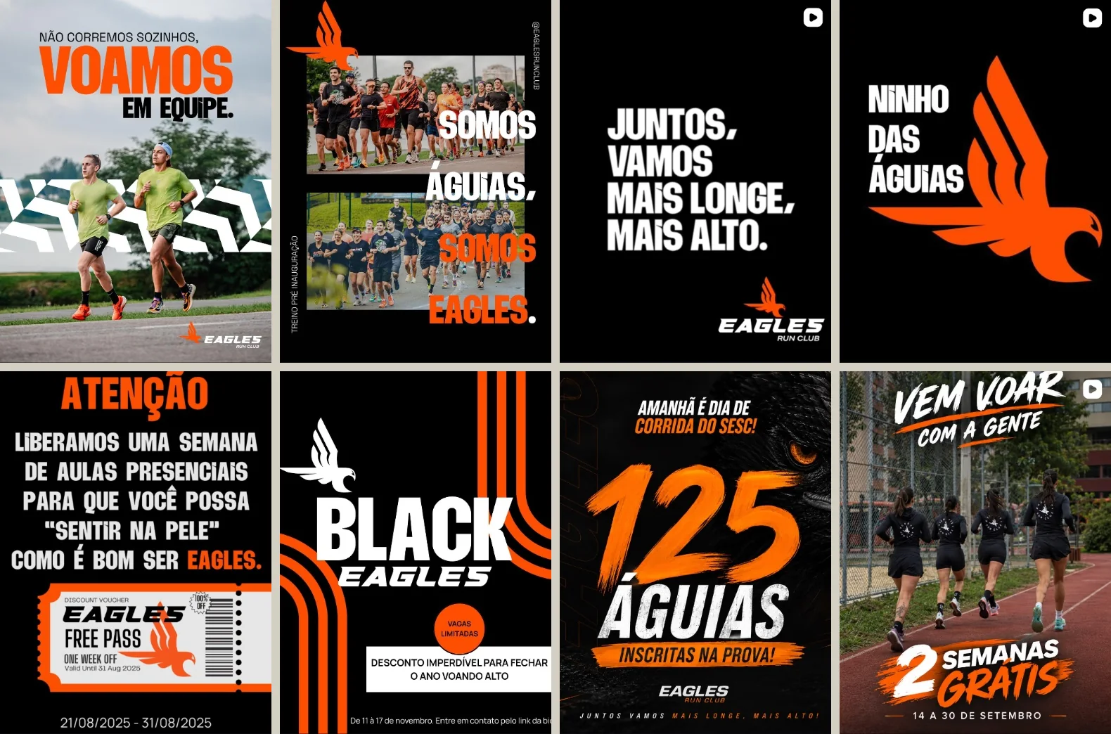 Peças da identidade visual da Eagles Run Club