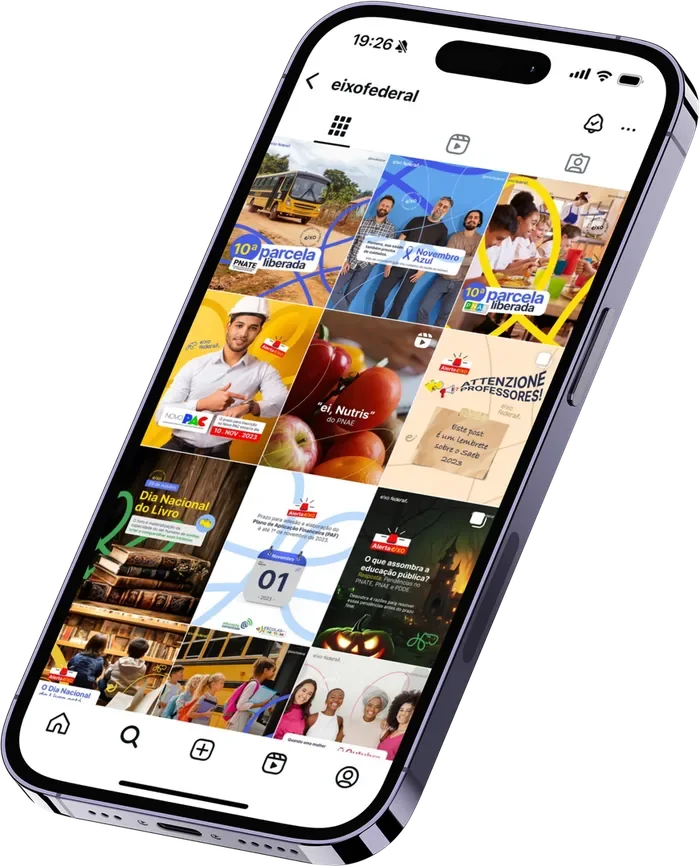 Perfil da Eixo Federal no Instagram, em um celular